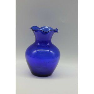 vintage Unbranded mini bud vase 3.5" cobalt blue glass